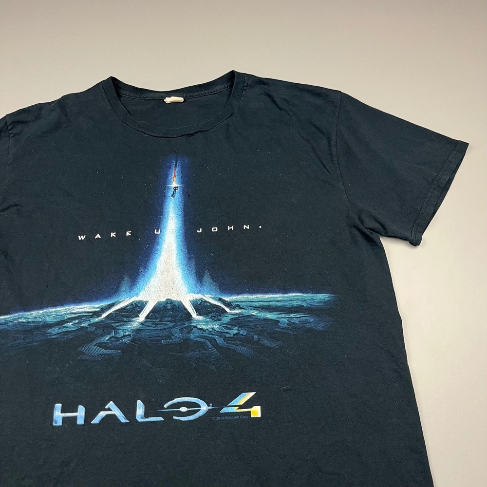 Halo 4 T-Shirt Men Large Black Wake Up John Video Game Promo 2012 Graphic Tee